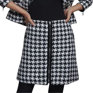 Anthropologie Evira Houndstooth Black and White A-Line Above The Knee Skirt US 4